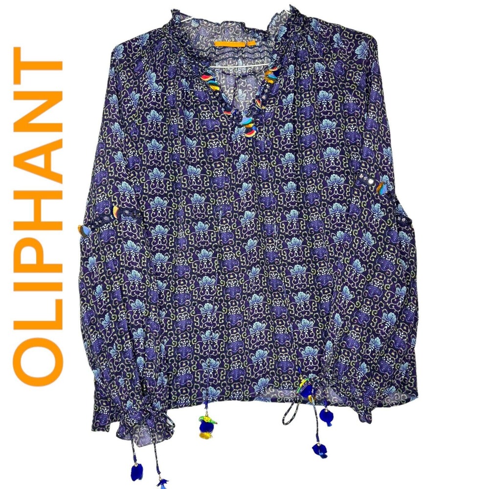 Oliphant Blue and Yellow Patterned Blouse